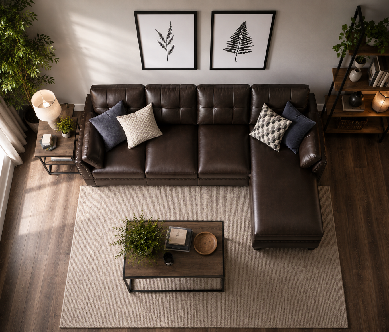 Elora Modular 5 Seater Leatherette Sofa for Living Room | Modern L Shape Leather Sofa with Chaise Lounge