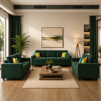 Carelino 3+2+1 Seater Fabric Sofa Set for Living Room | Modern Upholstered Sofa Set