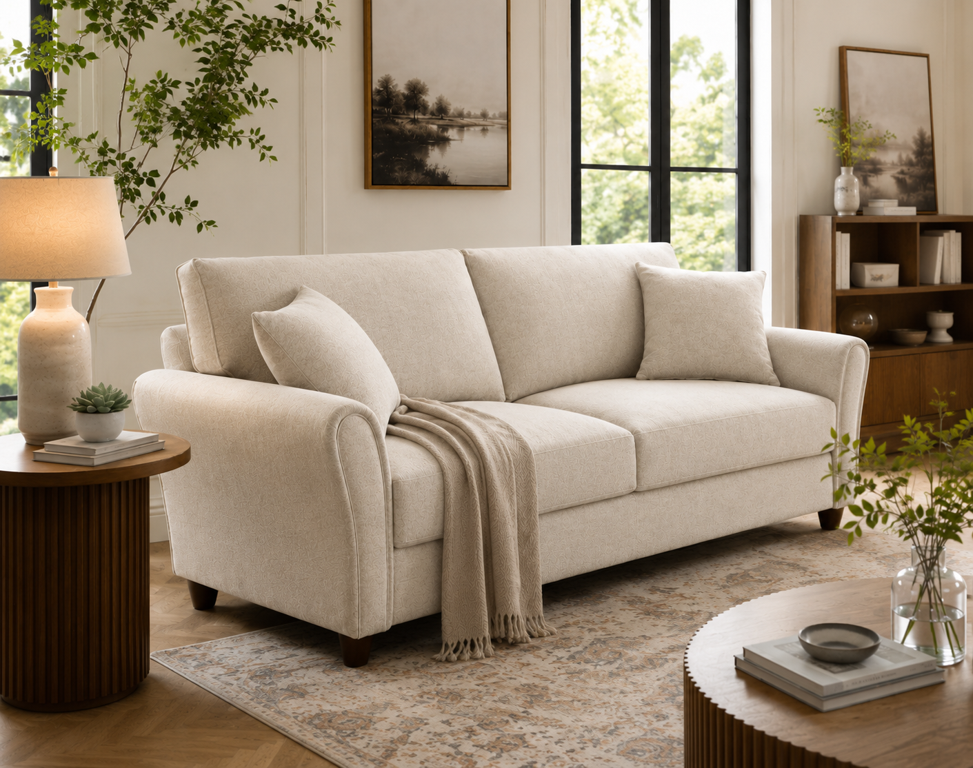 Penny 3 Seater Fabric Sofa – Modern Wooden Frame Living Room Couch