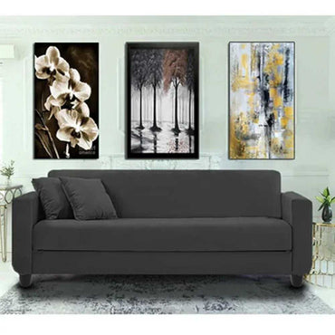 Faro 3 Seater Fabric Sofa For Living Room - Grey - Torque India