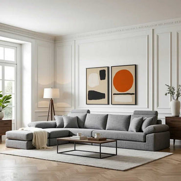 Ferguson 6 Seater Interchangeable Fabric L Shape Sofa - TORQUE INNOVATIONS PRIVATE LIMITED