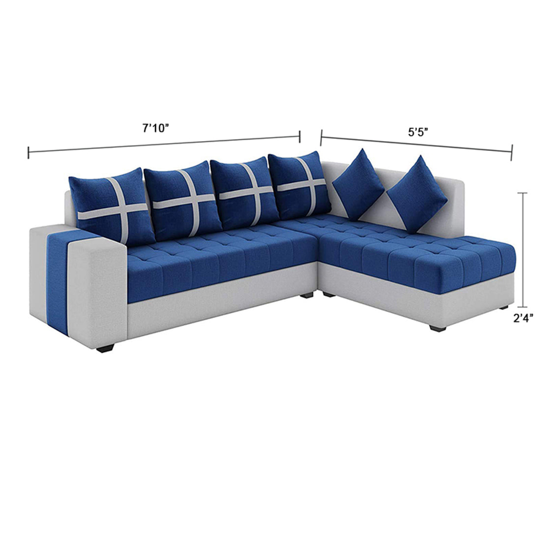 Jamestown L Shape Fabric Sofa Set For Living Room