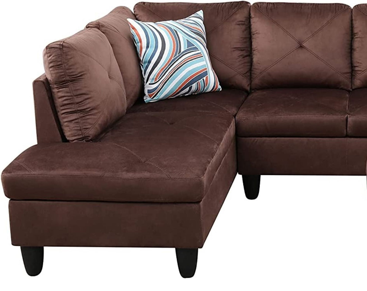 Christen 5 Seater L Shape Fabric Sofa Set with Storage Ottoman
