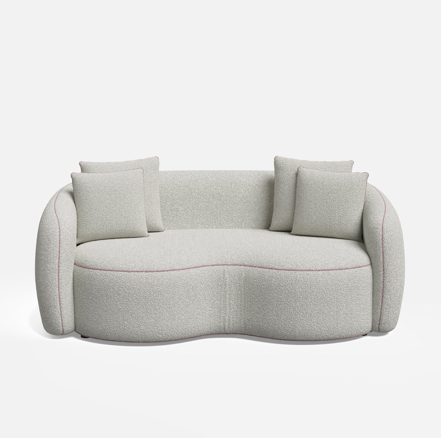 Velmora Bouclé Curved 3 Seater Sofa – Modern Designer Cream Sofa with Cushions