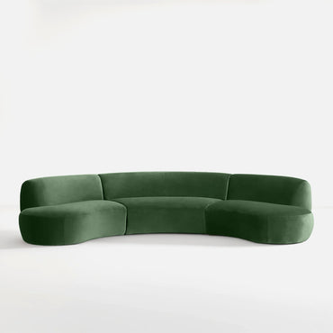 Lorenz 4 Seater Curved Sofa – Modern Velvet Fabric Couch for Living Room