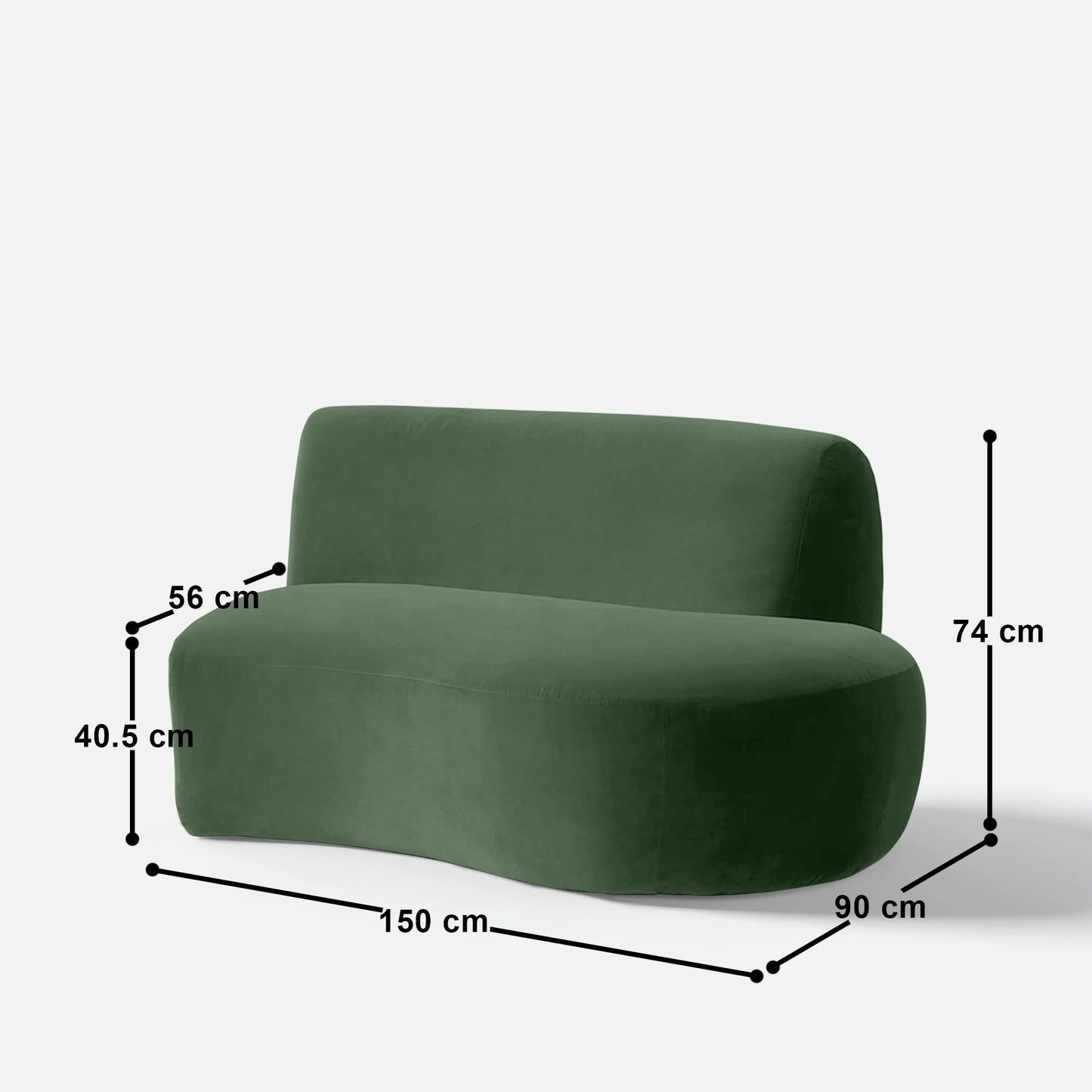 Lorenz 4 Seater Curved Sofa – Modern Velvet Fabric Couch for Living Room