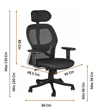 Jazz High Back Executive Office Chair for Desk, Office, Boss, Director with Swivel Function, Multi - Locking Mechanism, Adjustable Headrest, Armrests, Height, and Lumbar Support - Black - Torque India