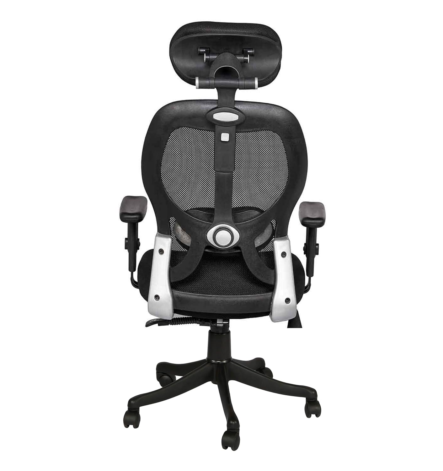 Jazz High Back Executive Office Chair for Desk, Office, Boss, Director with Swivel Function, Multi - Locking Mechanism, Adjustable Headrest, Armrests, Height, and Lumbar Support - Black - Torque India