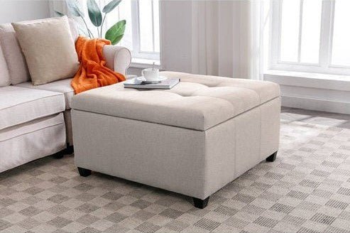 Jeric Square Shape Ottoman Pouffes For Sitting Foot Rest Puffy Stools For Living Room - Torque India