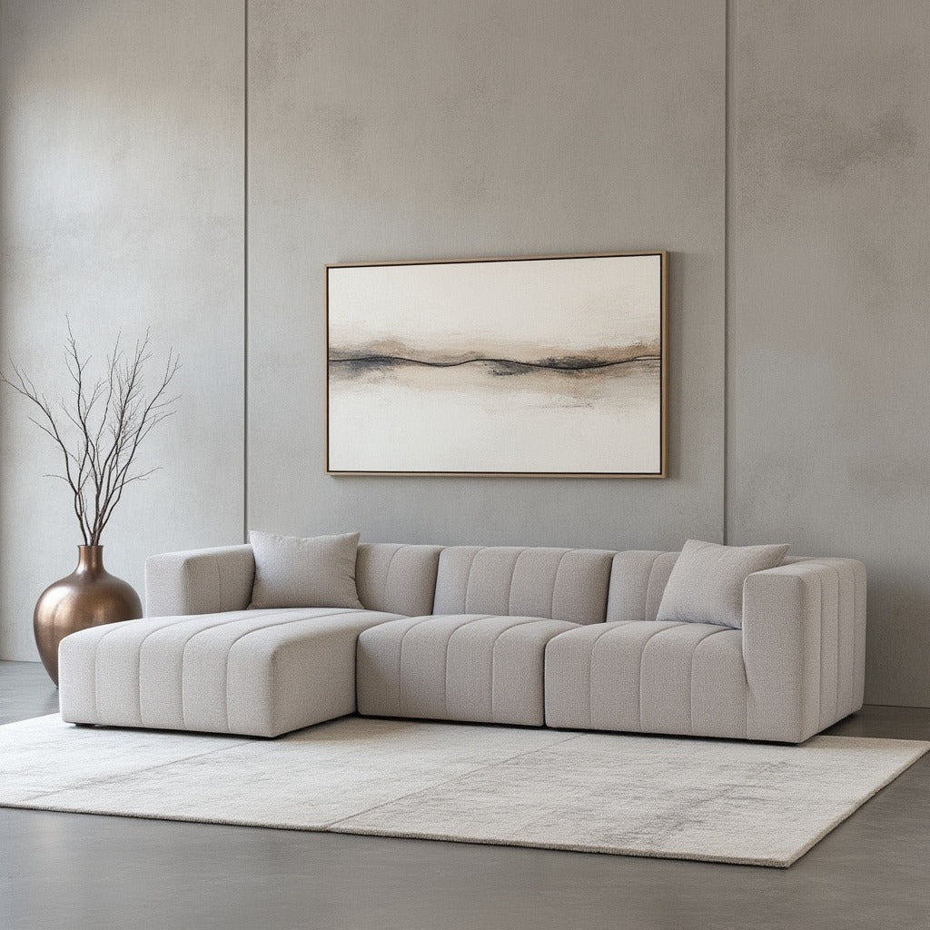 Jerry 4 Seater L Shape Fabric Sofa - Grey - TORQUE INNOVATIONS PRIVATE LIMITED