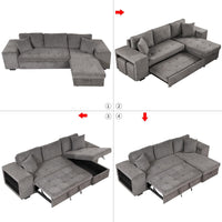 Kaven 6 Seater L Shape Sofa Cum Bed with Storage for Living Room 2 Puffy - Torque India