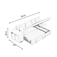 Kaven 6 Seater L Shape Sofa Cum Bed with Storage for Living Room 2 Puffy - Torque India