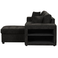 Kaven 6 Seater L Shape Sofa Cum Bed with Storage for Living Room 2 Puffy Dark Grey - Torque India