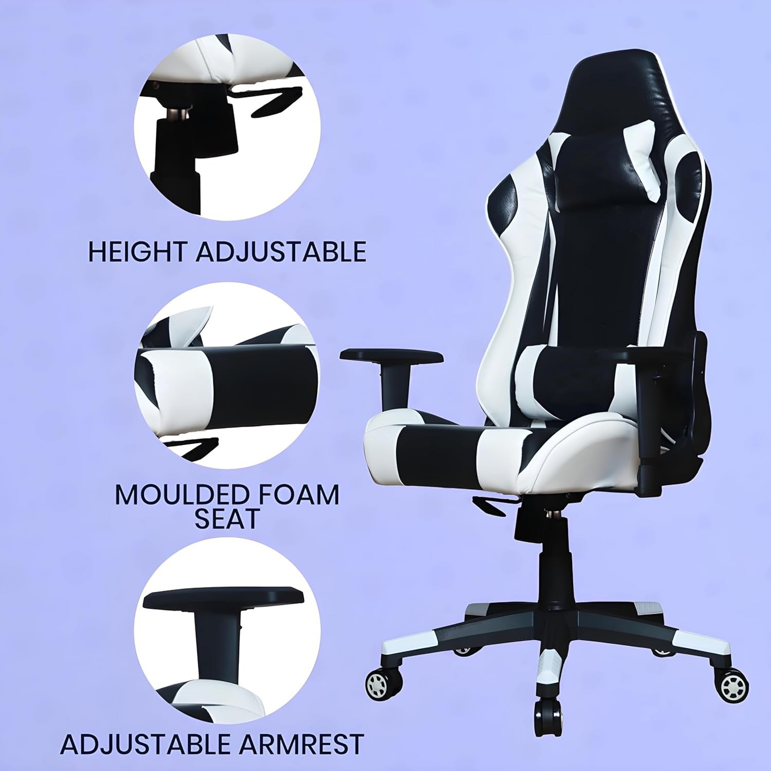 Leo Gaming Chair with Metal Predator, Racing Style Ergonomic Premium High Back Revolving Computer/Student Chair - Red - Torque India