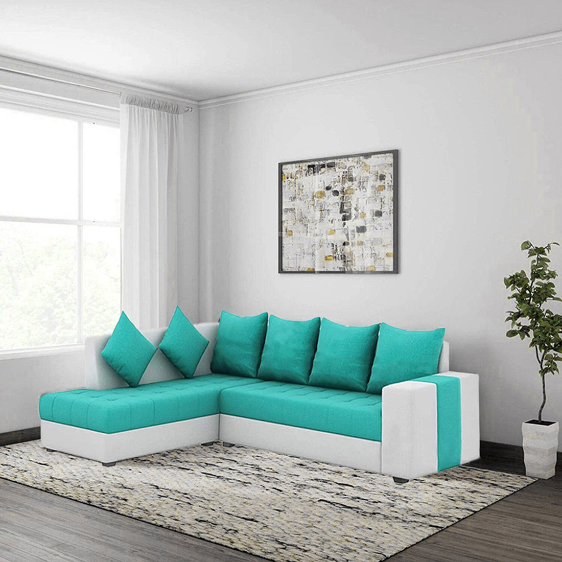 Steffan 6 Seater L Shape Corner Fabric Sofa for Living Room