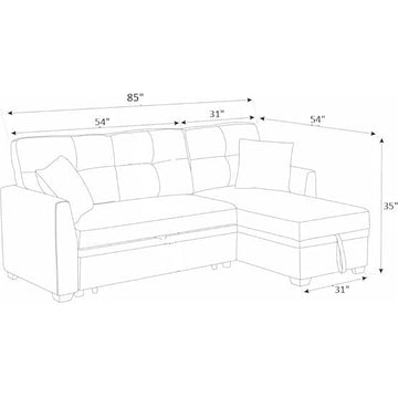 Lucia L - Shaped Sofa Cum Bed with Storage | 4 - Seater Folding Sofa for Living Room & Guest Room - Torque India