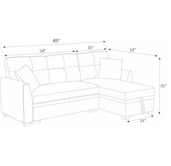 Lucia L - Shaped Sofa Cum Bed with Storage | 4 - Seater Folding Sofa for Living Room & Guest Room - Torque India