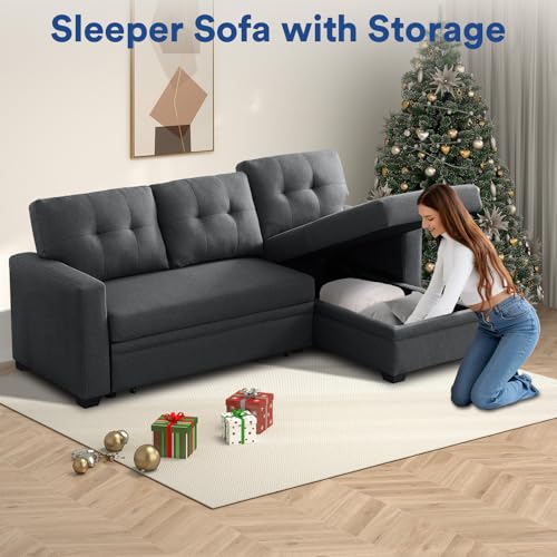 Lucia L - Shaped Sofa Cum Bed with Storage | 4 - Seater Folding Sofa for Living Room & Guest Room - Torque India