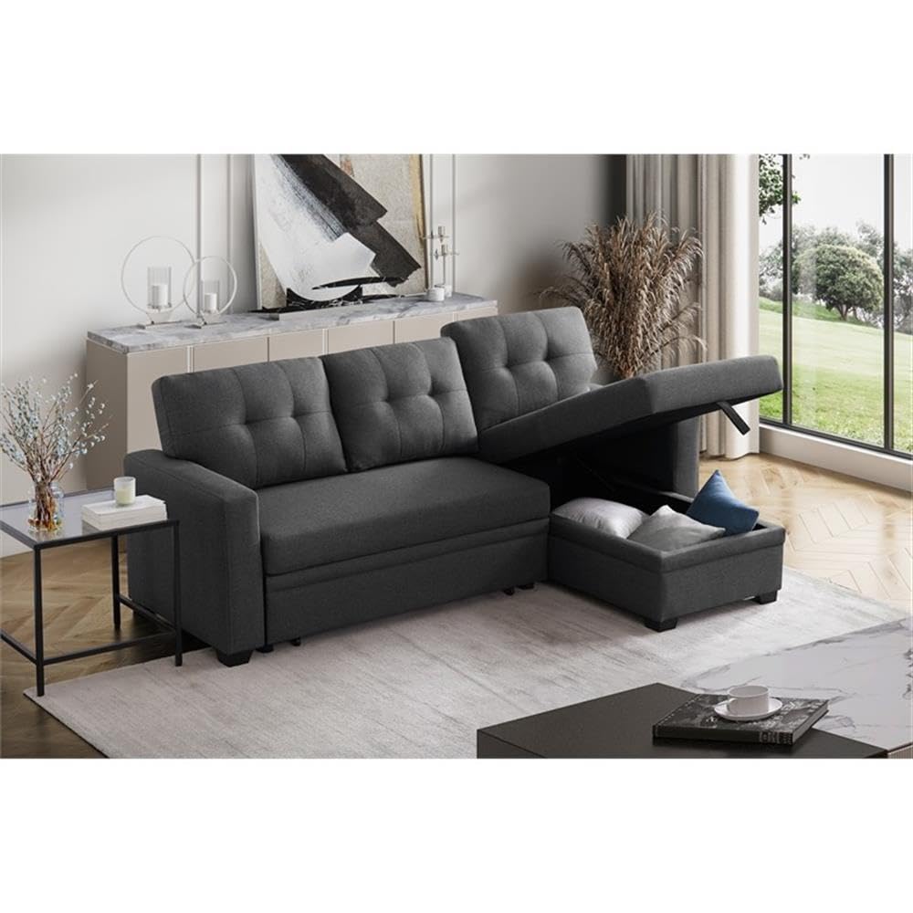 Lucia L - Shaped Sofa Cum Bed with Storage | 4 - Seater Folding Sofa for Living Room & Guest Room - Torque India