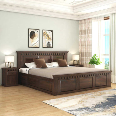 Marino Solid Wood Bed with Storage - Torque India