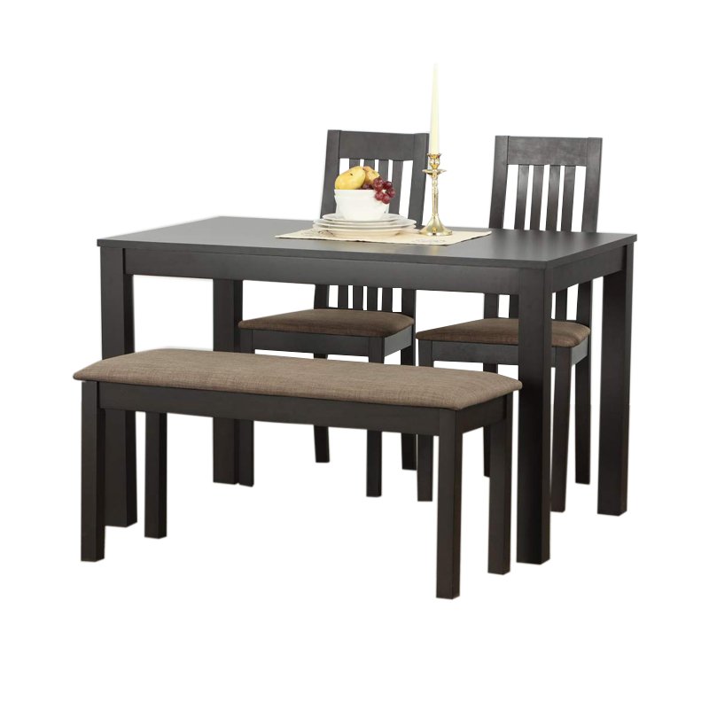 Marshall 4 Seater Dining Table with 2 Chairs and 1 Bench (Beige Walnut Finish) - Torque India