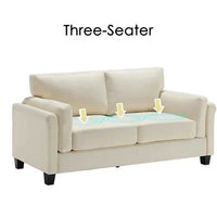 Nova 3 seater modern fabric sofa set in cream beige color for luxury living room interiors with comfortable cushioned seating and contemporary design