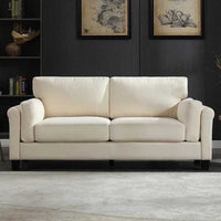 Nova 3 seater modern fabric sofa set in cream beige color for luxury living room interiors with comfortable cushioned seating and contemporary design