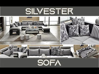 Silvester U Shape 9 Seater Fabric Sofa Set and additional 4 Puffy