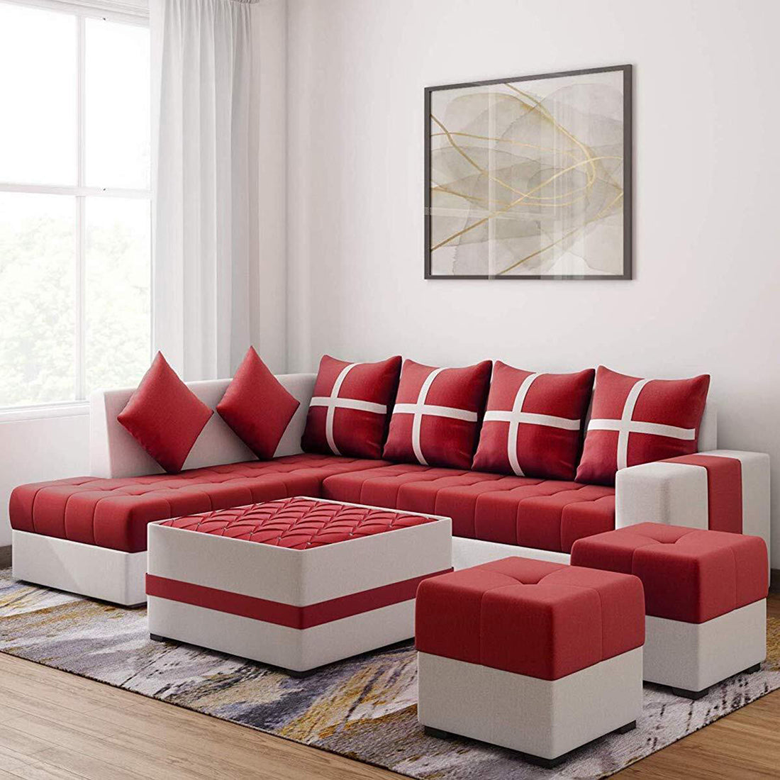 Jamestown L Shape Fabric Sofa Set For Living Room