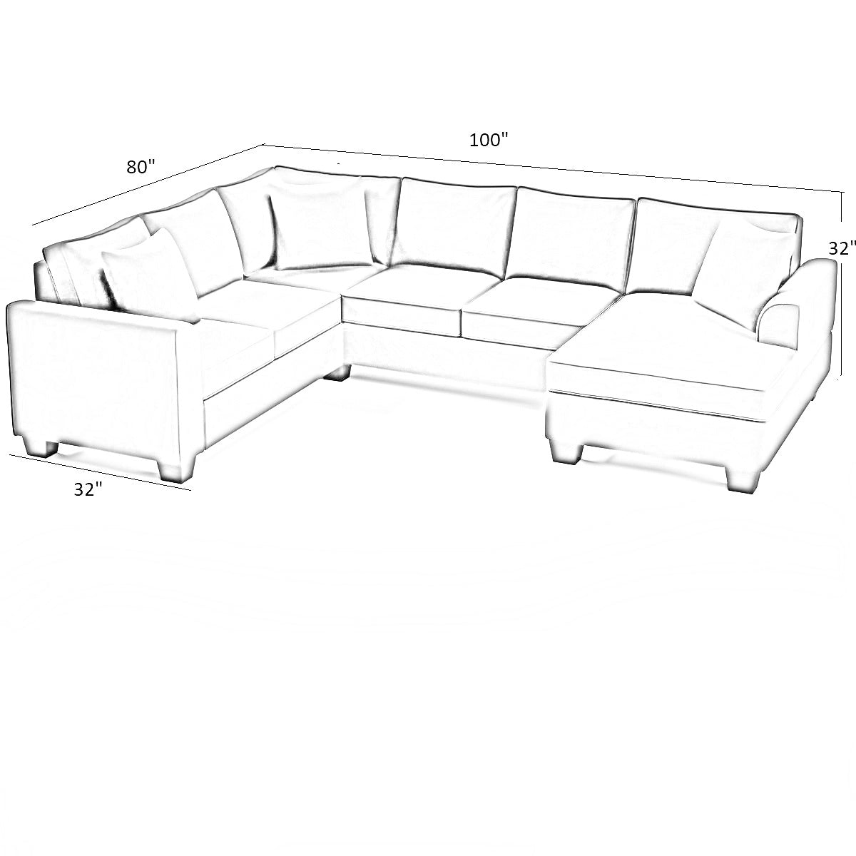 Romilda U Shape 7 Seater Fabric Sofa for Living Room - Torque India