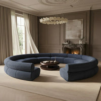 round sofa set 10 seater modern sectional sofa dark blue fabric luxury living room furniture