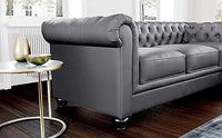 Simpson Solid Wood 3 Seater Leatherette Chesterfield Sofa For Living Room - Torque India