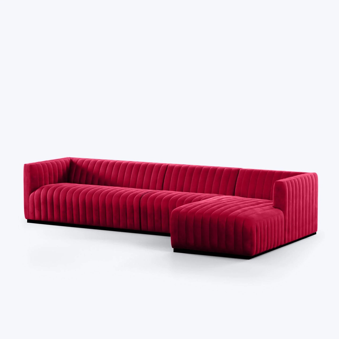 Verlino Velvet L Shape 5 Seater Sofa – Modern Red Designer Sectional Sofa for Living Room