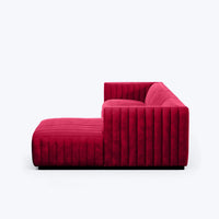 Verlino Velvet L Shape 5 Seater Sofa – Modern Red Designer Sectional Sofa for Living Room