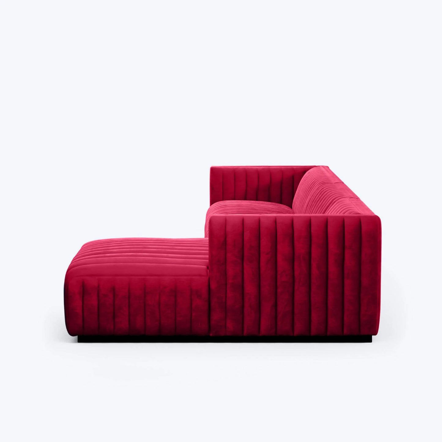 Verlino Velvet L Shape 5 Seater Sofa – Modern Red Designer Sectional Sofa for Living Room