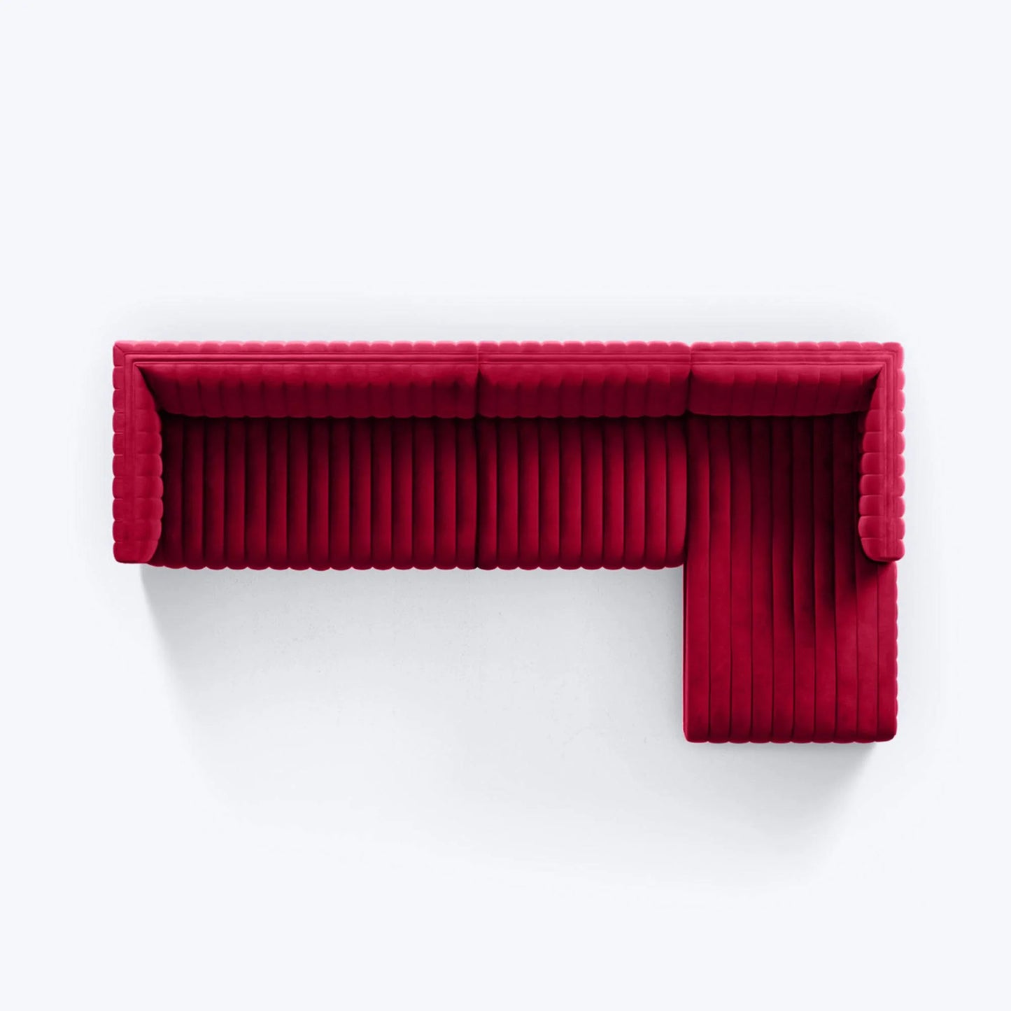 Verlino Velvet L Shape 5 Seater Sofa – Modern Red Designer Sectional Sofa for Living Room