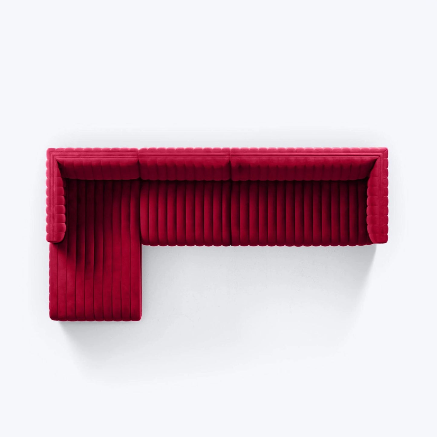 Verlino Velvet L Shape 5 Seater Sofa – Modern Red Designer Sectional Sofa for Living Room
