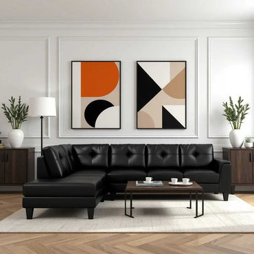 Stardust 5 Seater Leatherette L Shape Sofa For Living Room - Torque India