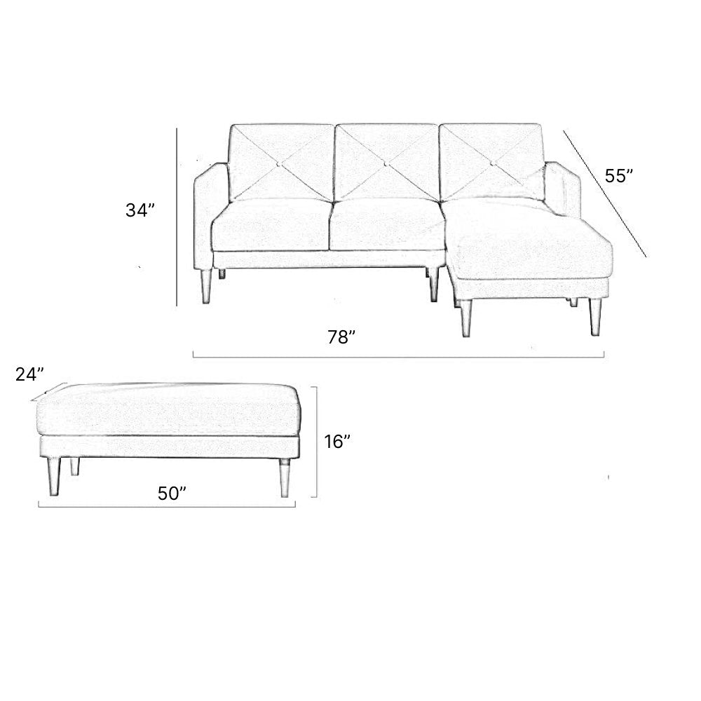 Yuka L Shape 4 Seater L Shape Sofa Furniture with 2 Seater Bench for Living Room | Bedroom | Office… (Flash Sale) - Torque India