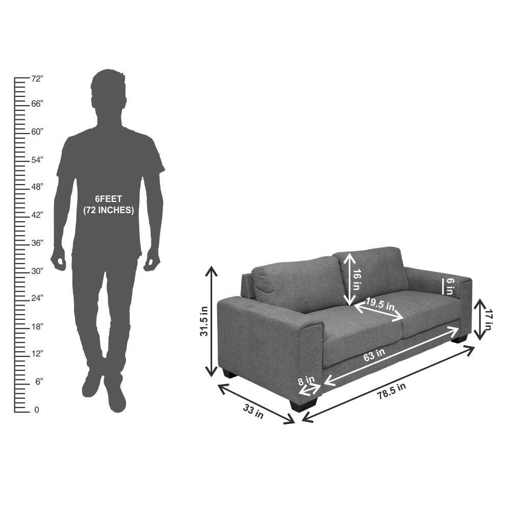 Albury 3 Seater Sofa for Living Room (Grey) | 3 Seater Sofa - Torque India