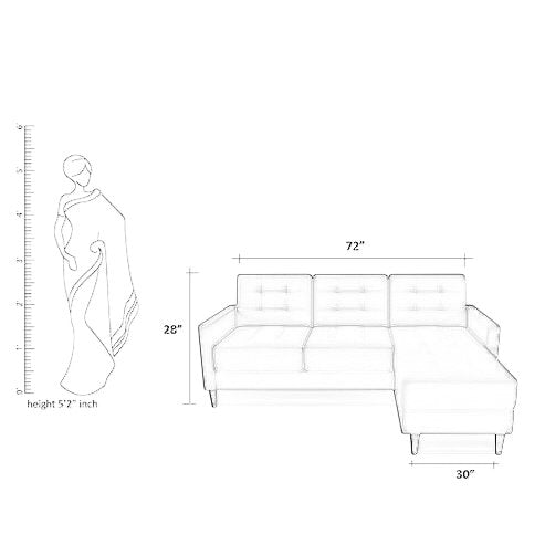 Alessa 4 Seater Reversible Modular Sofa & Chaise with Ottoman - Torque India