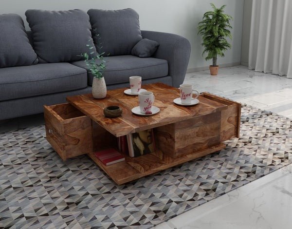 Alex Solid Wood Coffee Table | Centre Table | For Living Room. - Torque India