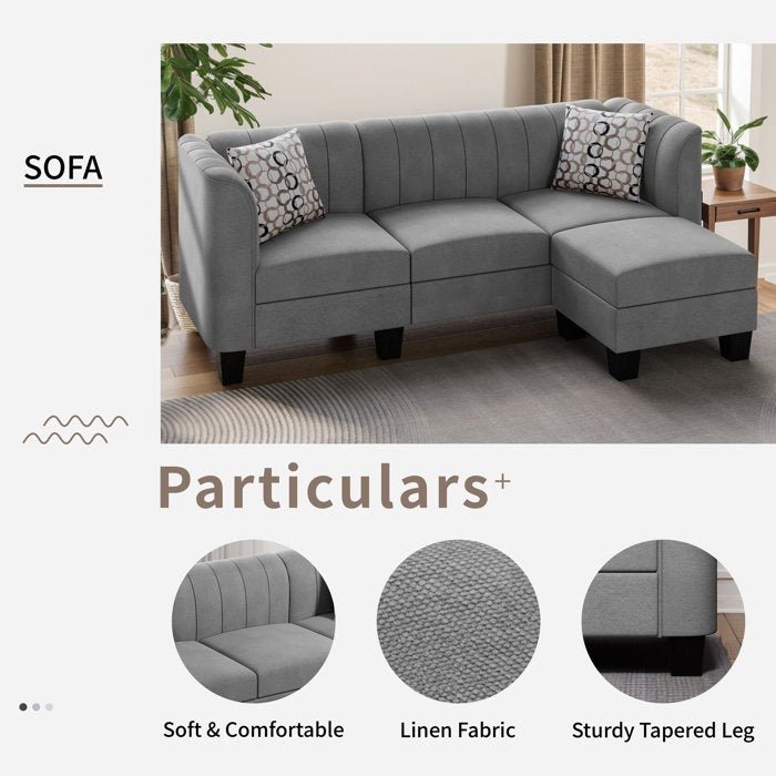 Alora Modular 4 Seater Fabric Sofa For Living Room - Torque India