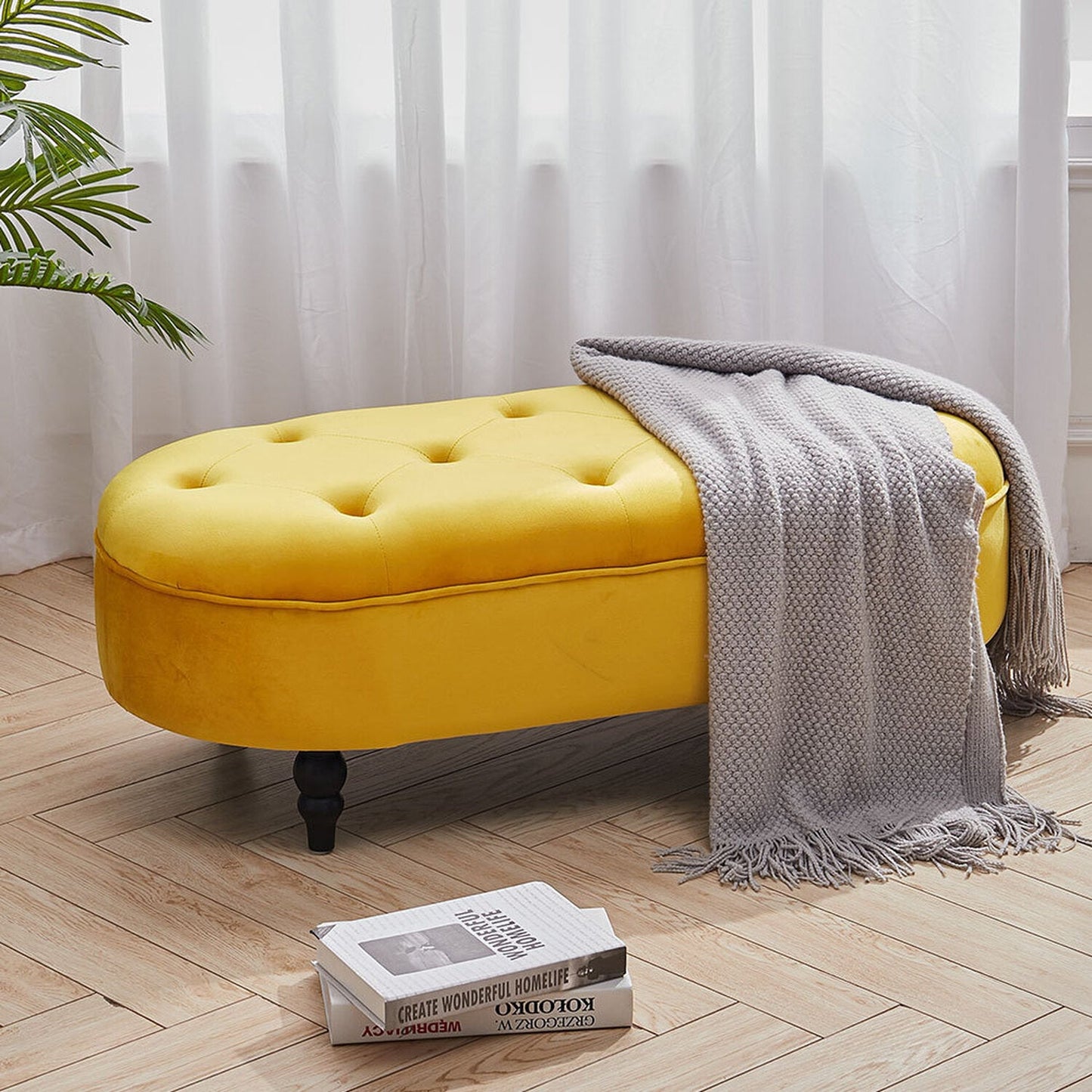 Angelo 2 Seater Fabric Storage Ottoman Bench Sette Pouffe Puffy for Foot Rest - Torque India