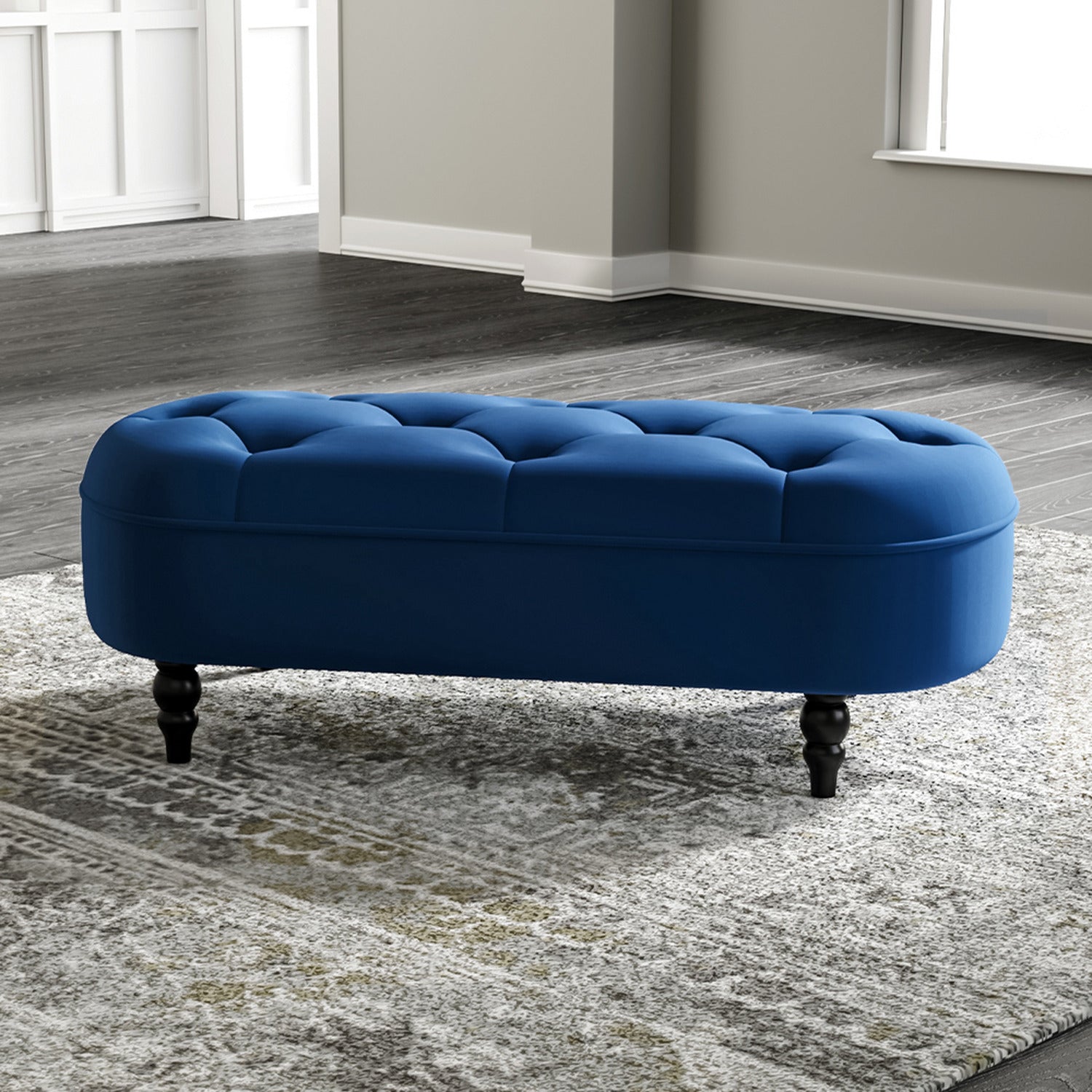 Angelo 2 Seater Fabric Storage Ottoman Bench Sette Pouffe Puffy for Foot Rest - Torque India
