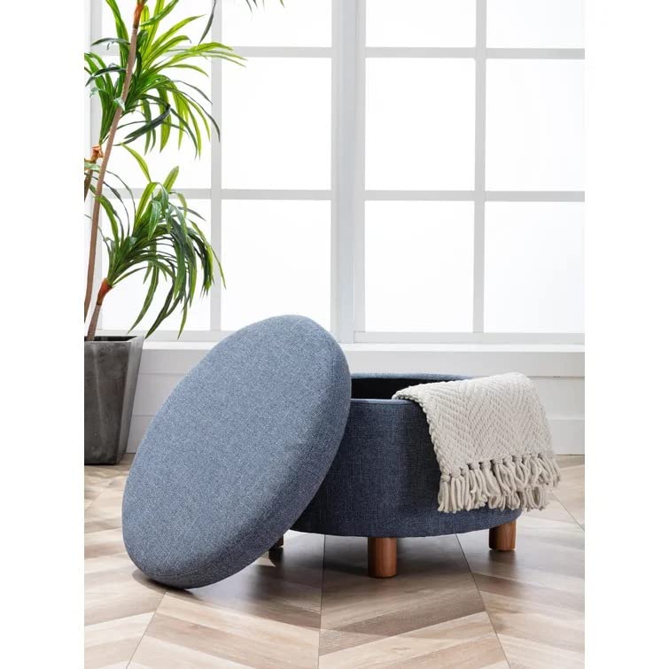 Berlin Round Shape Fabric Ottoman Pouffe Puffy - Torque India