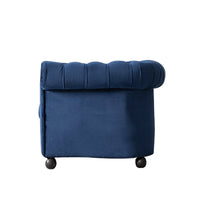 Cassava Solid Wood 2 Seater Fabric Chesterfield Sofa for Living Room - Blue - Torque India