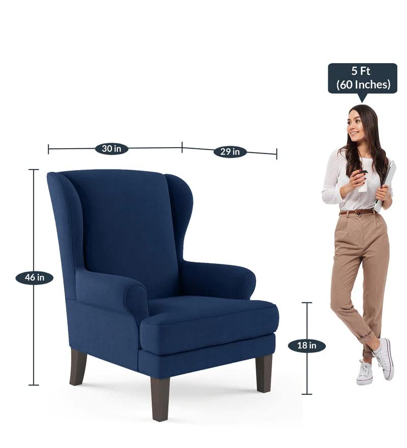 Chicago 1 Seater Upholstered Wing Chair For Living Room| Bedroom| Office - Torque India