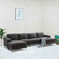 Coral 6 Seater U Shape Fabric Sofa for Living Room - Torque India