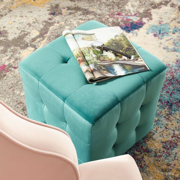 Emica Square Shape Fabric Ottoman Pouffe Puffy for Foot Rest Home Furniture - Torque India